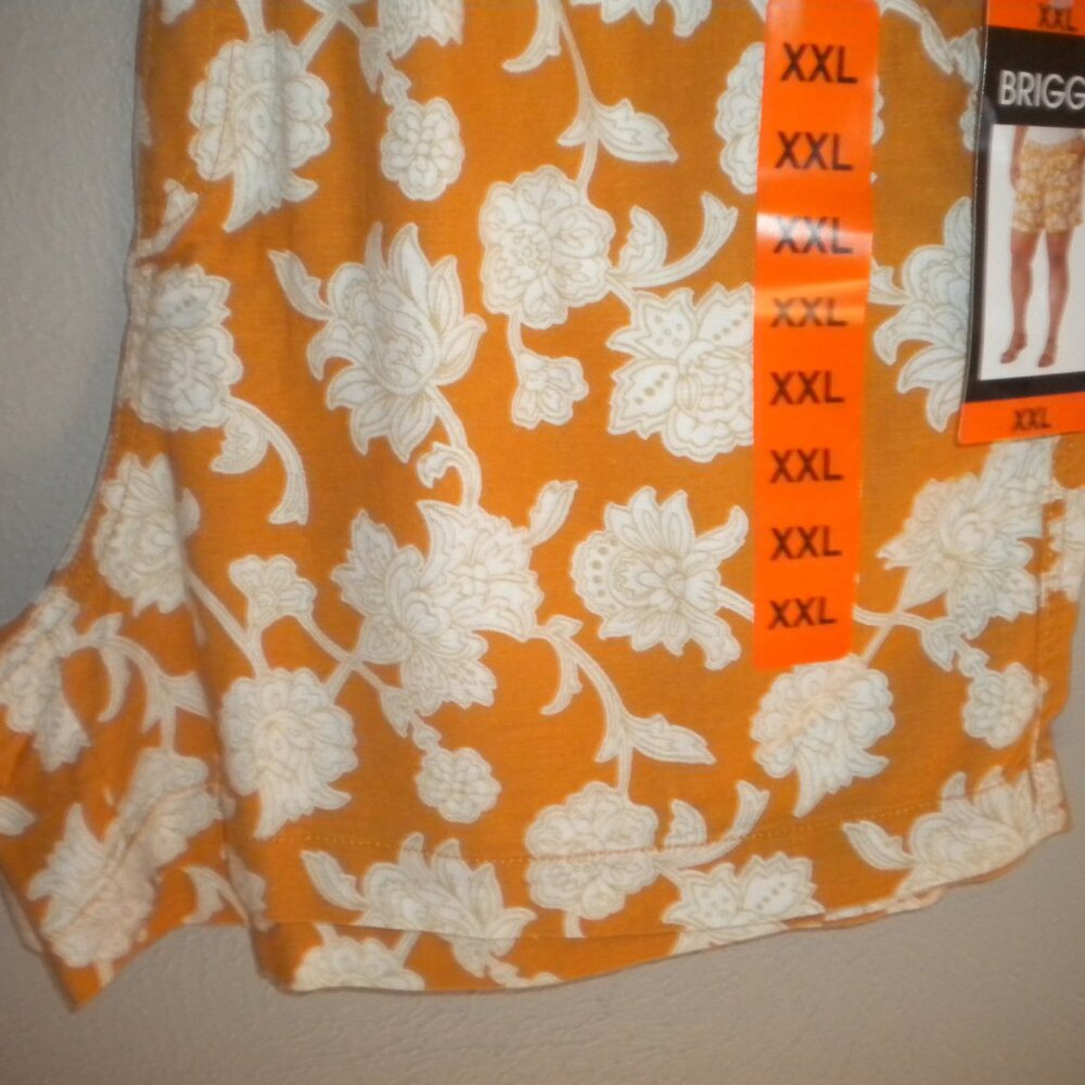 Briggs Women's Plus Size XXL Orange Floral Elastic Waist Shorts NWT - Picture 4 of 4